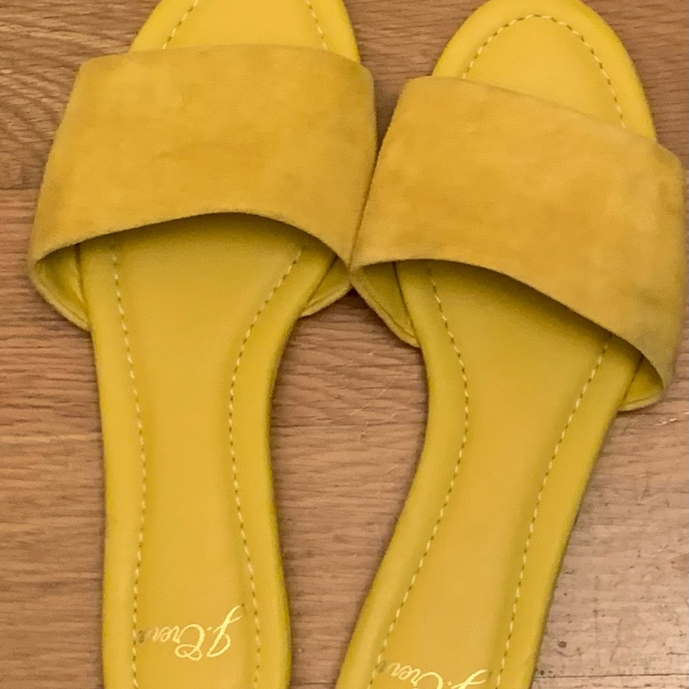 Elegant Yellow Suede Slide Sandals